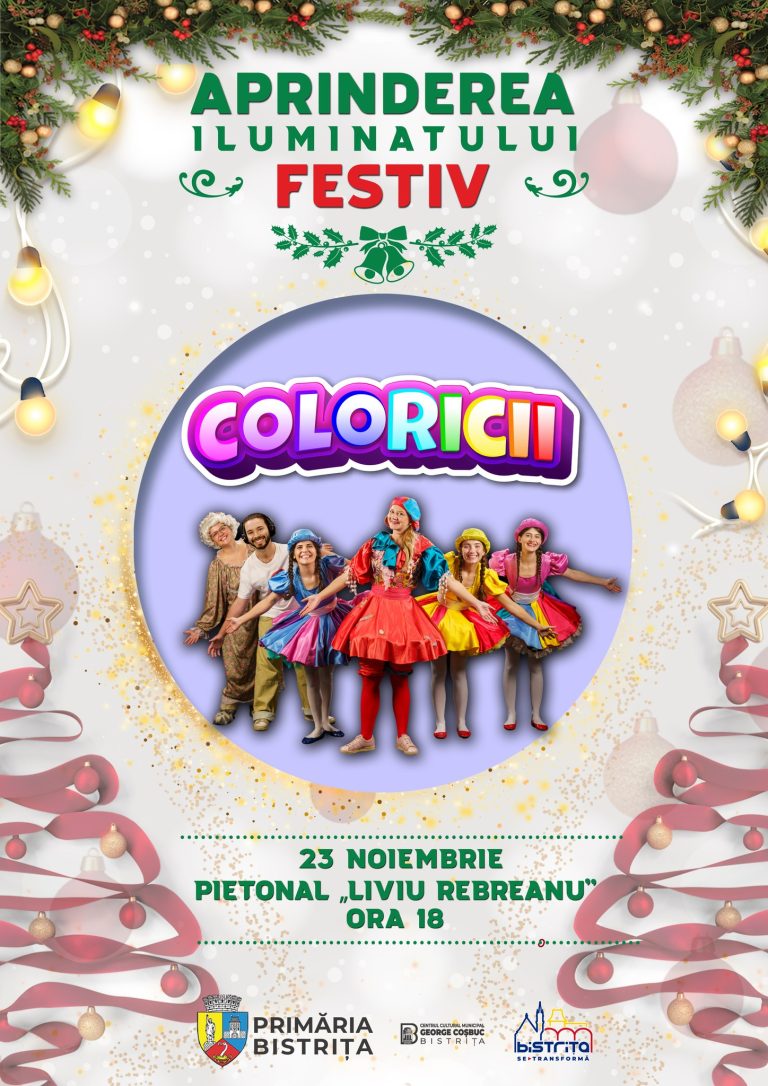 Aprinderea iluminatului festiv, duminică pe Pietonalul Liviu Rebreanu